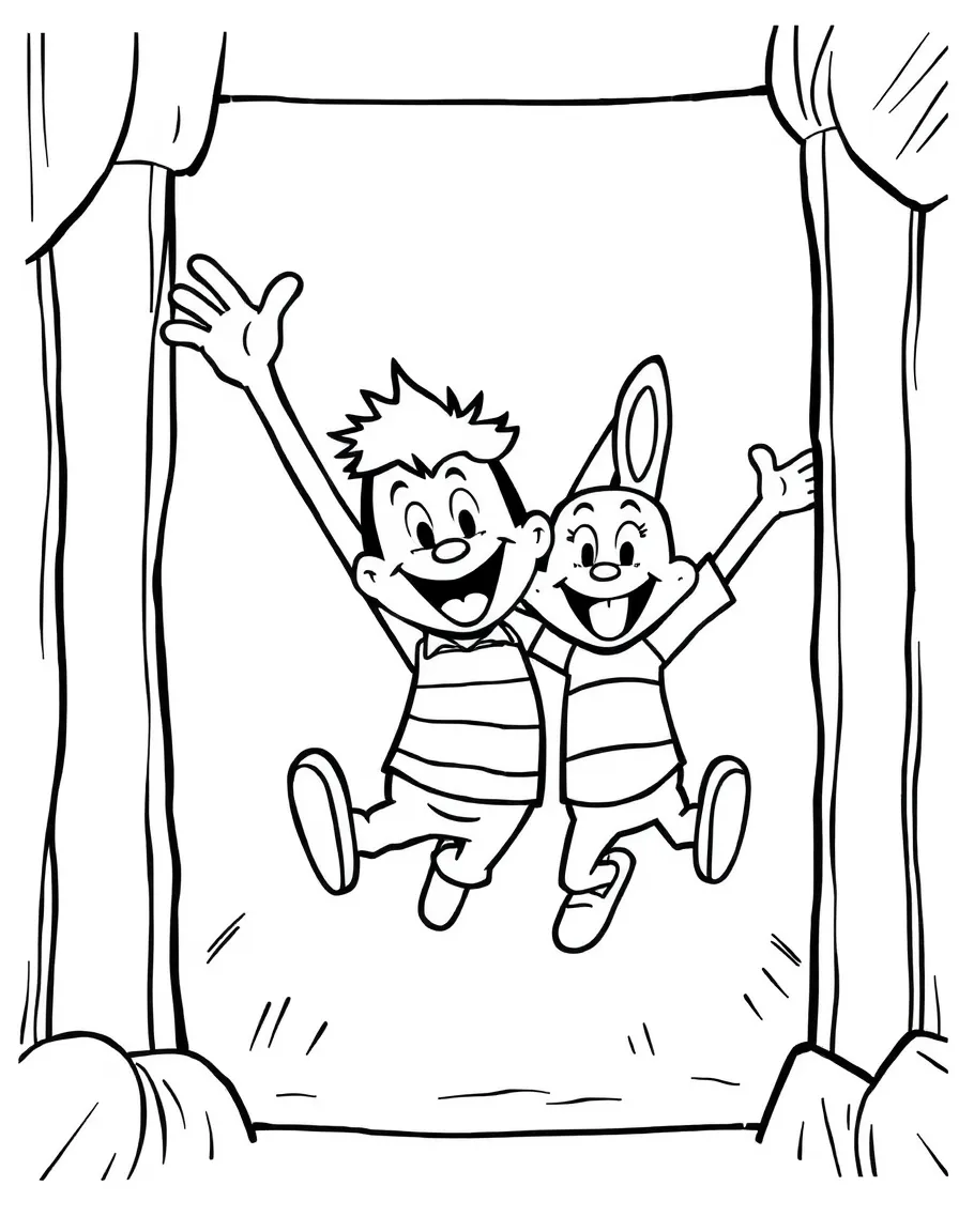 Ed, Edd n Eddy jumping with joy, inside a comic book frame.