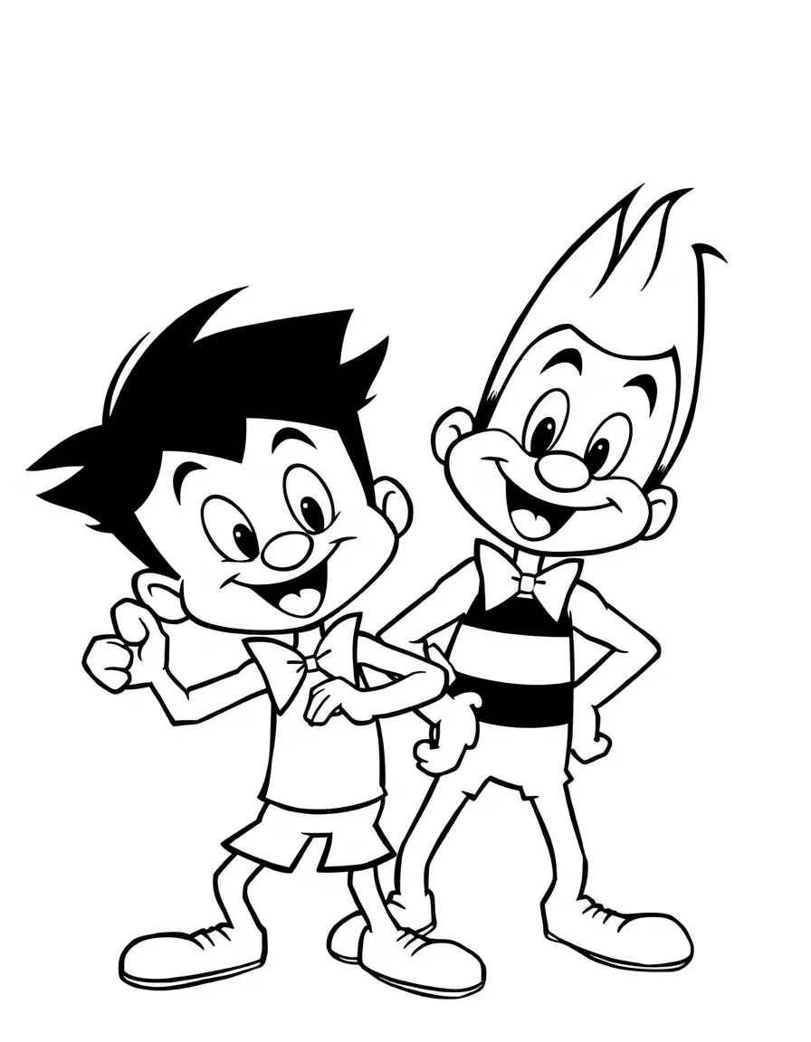 Ed, Edd n Eddy posing heroically, with big bold outlines for easy coloring.