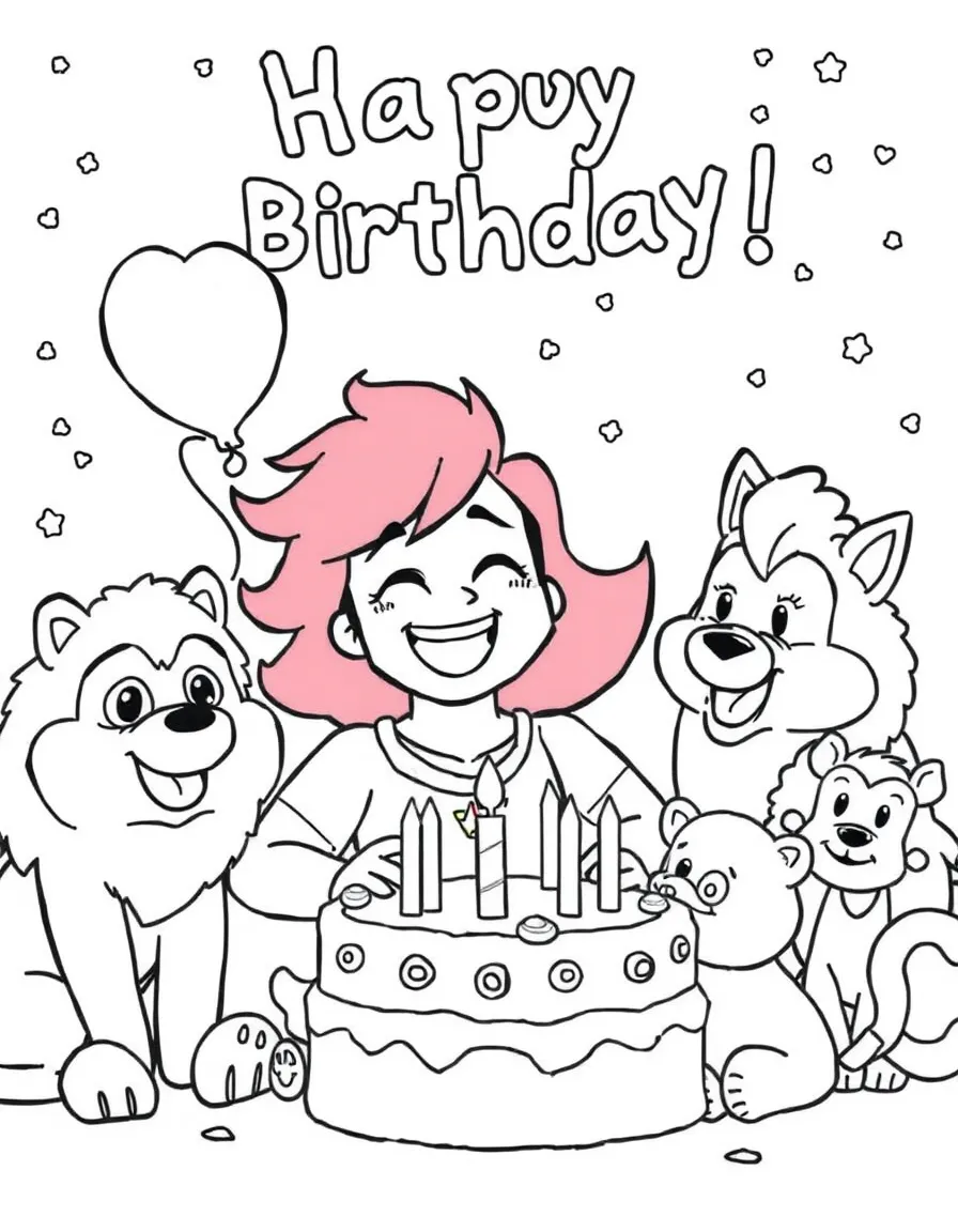 Steven Universe celebrating a birthday, surrounded by friendly animals.
