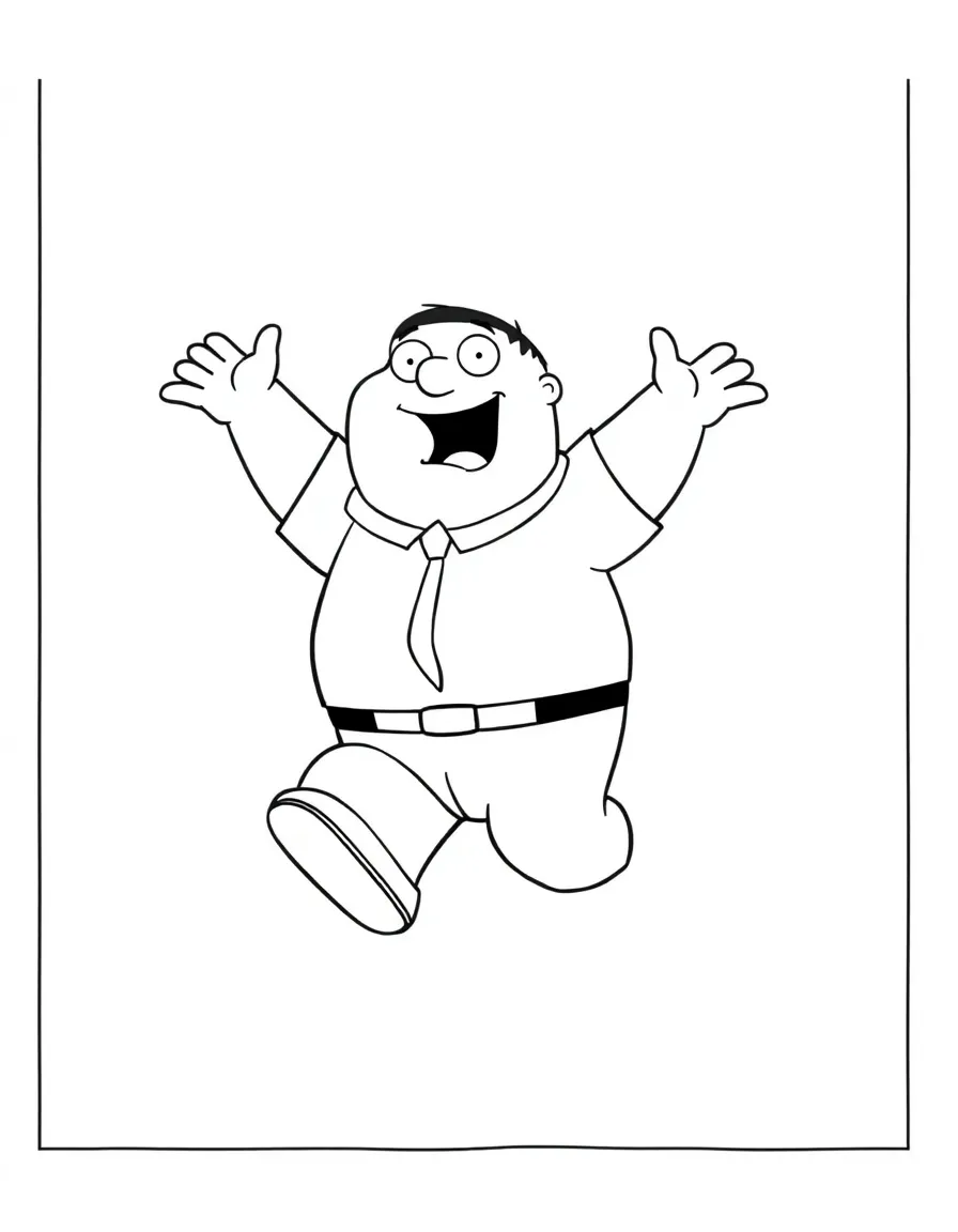 Family Guy jumping with joy, inside a comic book frame.