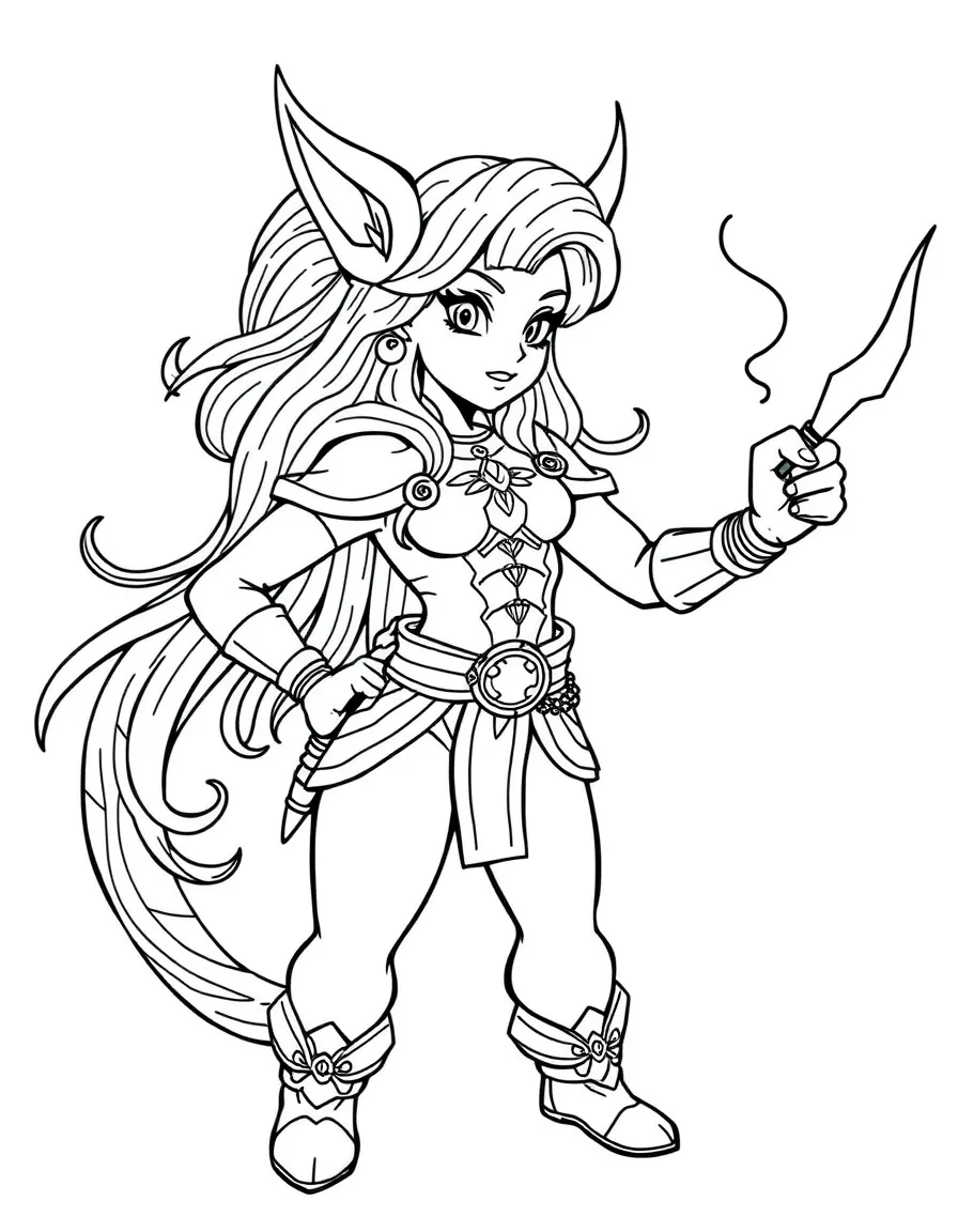 Nami posing heroically, with big bold outlines for easy coloring.