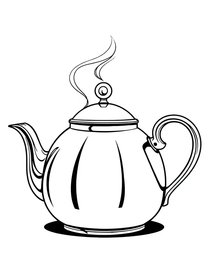 a shiny metal teapot with steam coming out