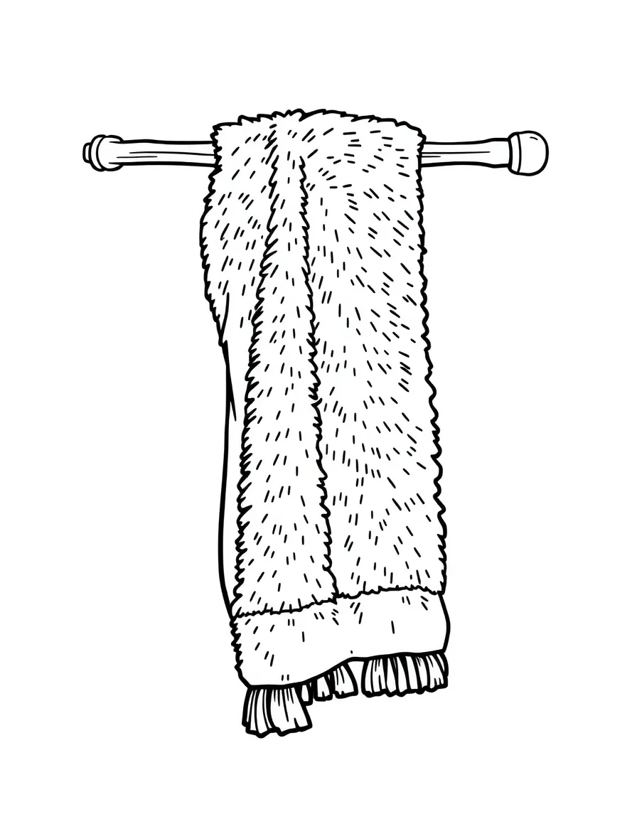 a fluffy towel hanging on a rack