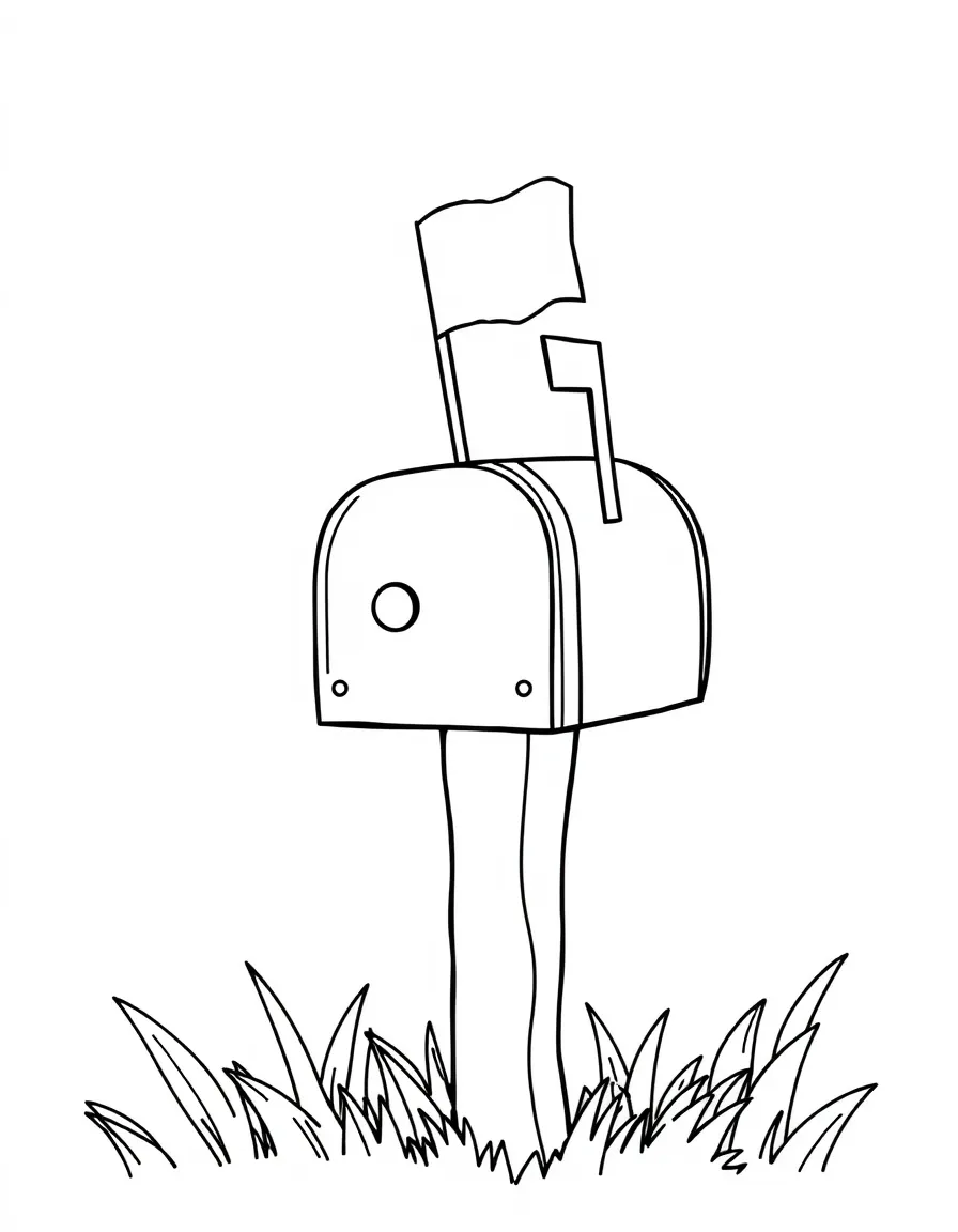 a mailbox with the flag up