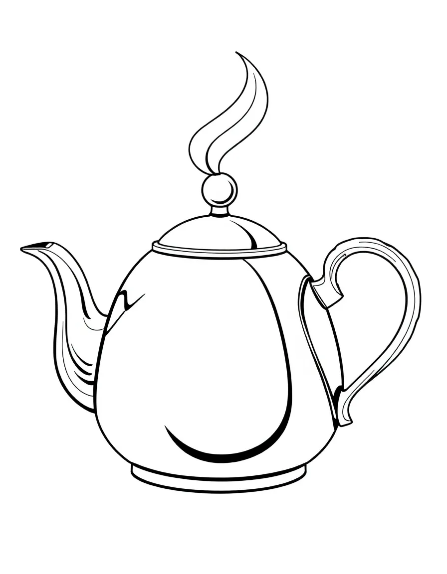 a shiny metal teapot with steam coming out