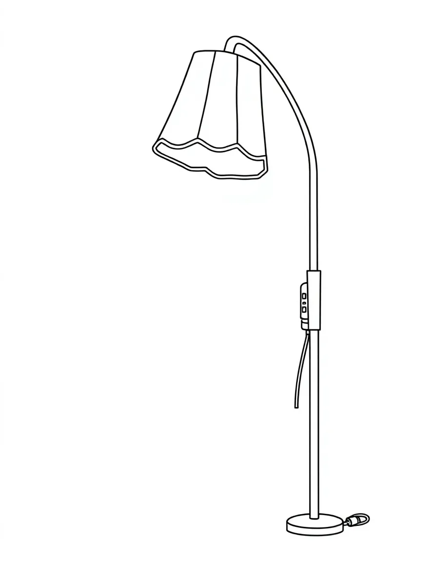 a floor lamp with a switch cord