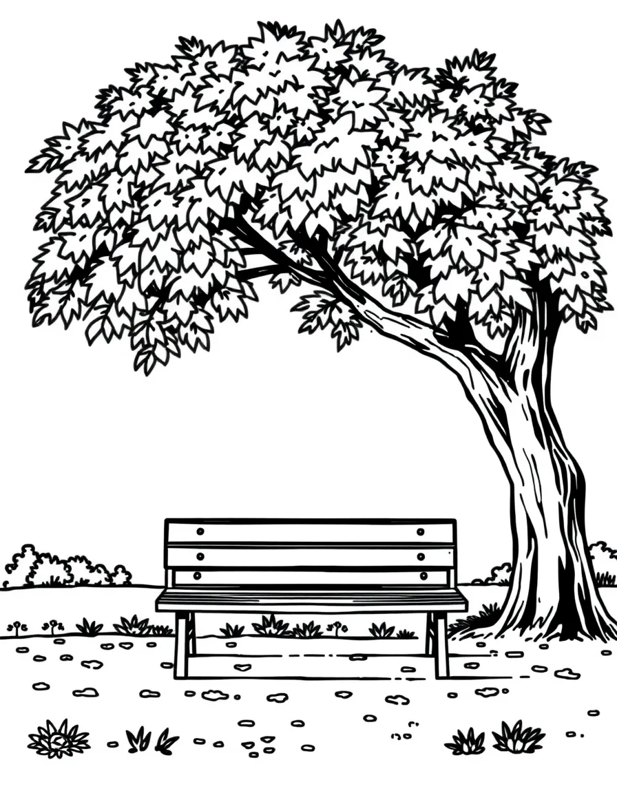 a park bench under a tree