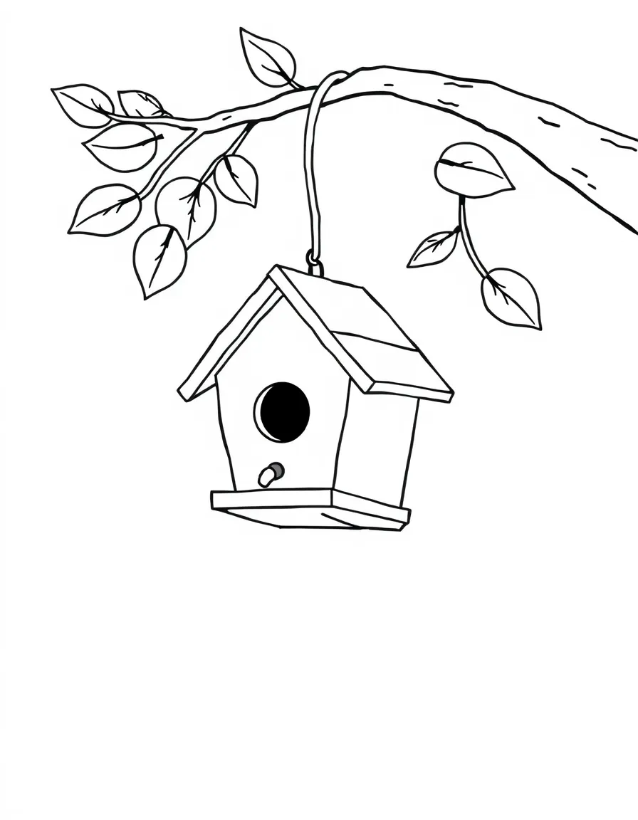 a birdhouse hanging from a branch