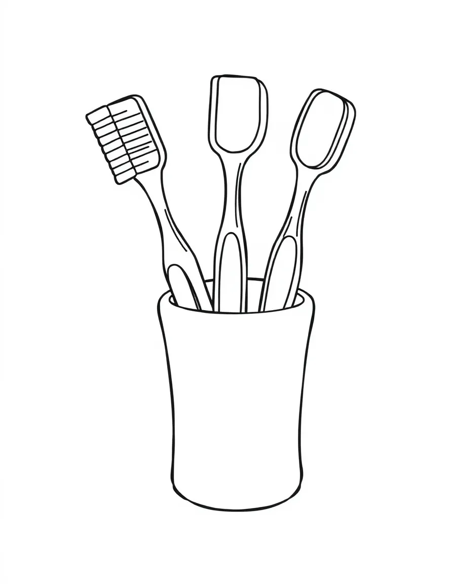 a toothbrush holder with three different colored toothbrushes