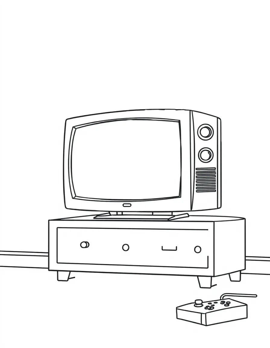 a TV on a stand with a game console nearby