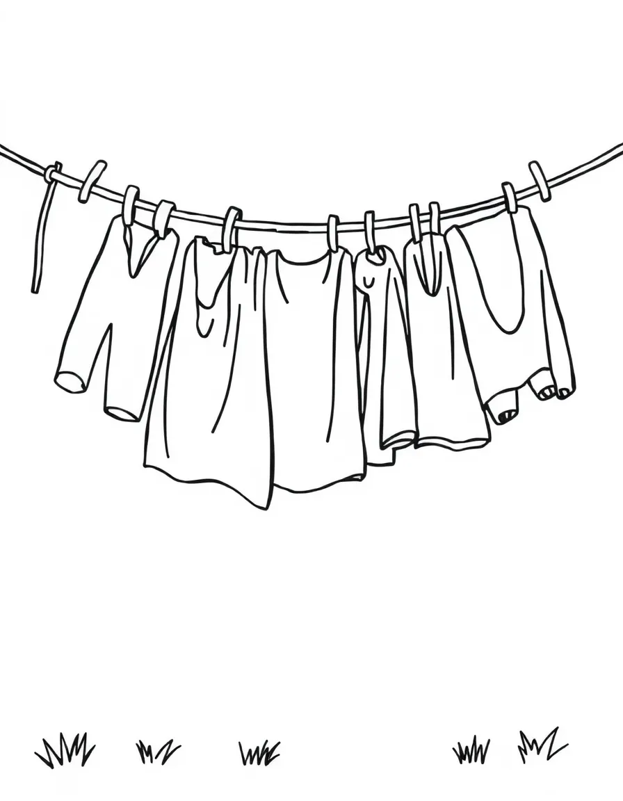 a clothesline with colorful clothes drying