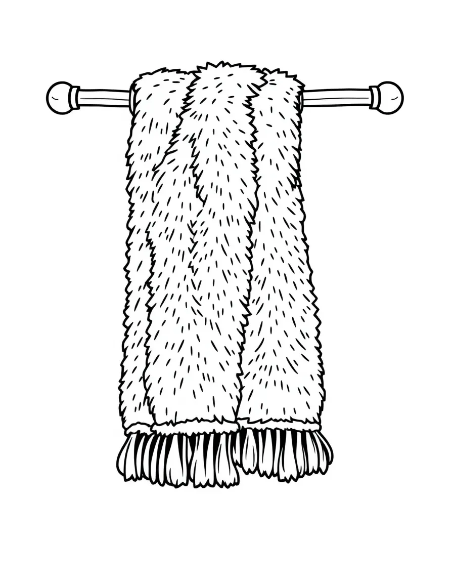 a fluffy towel hanging on a rack
