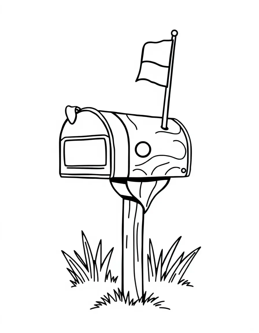 a mailbox with the flag up