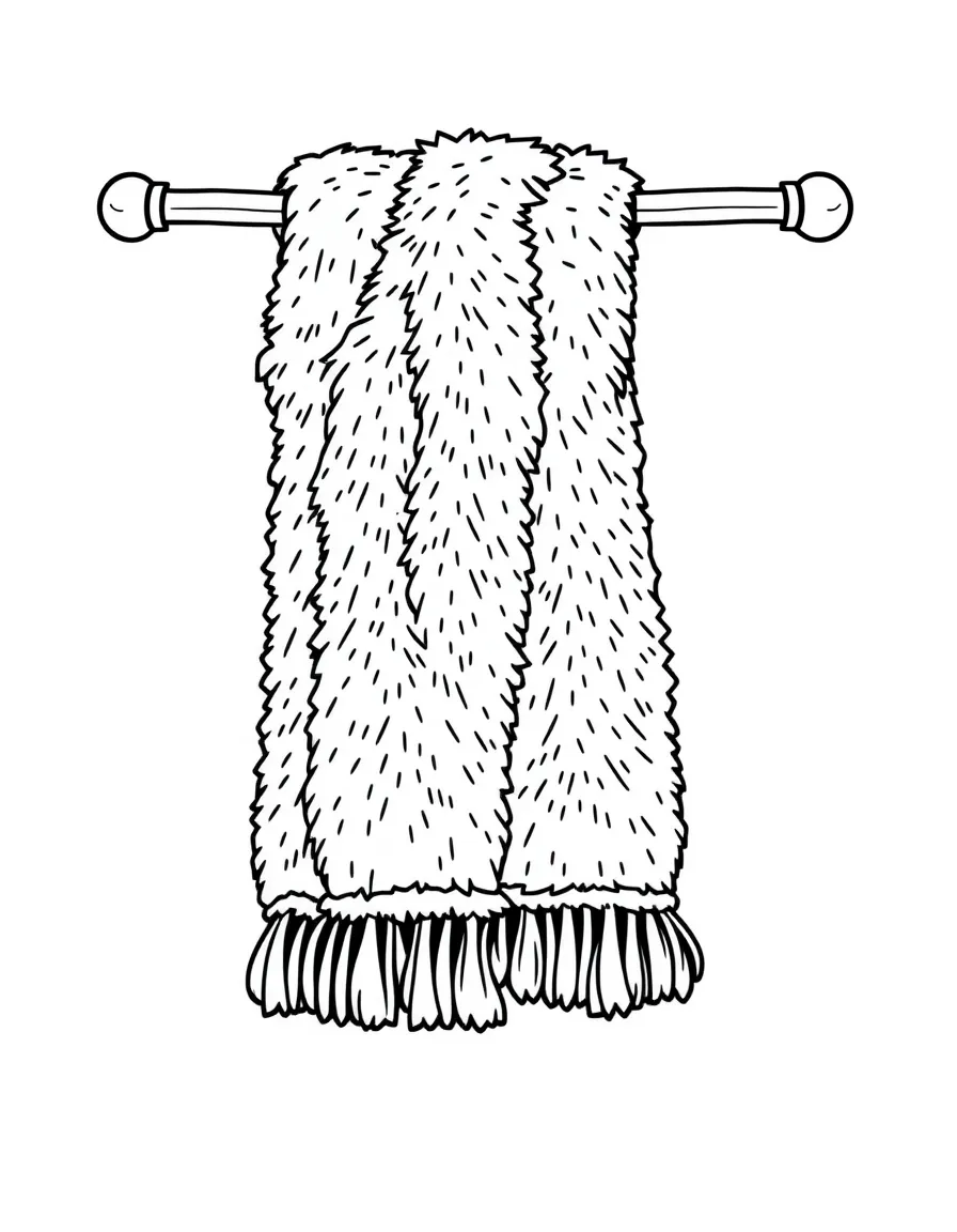 a fluffy towel hanging on a rack