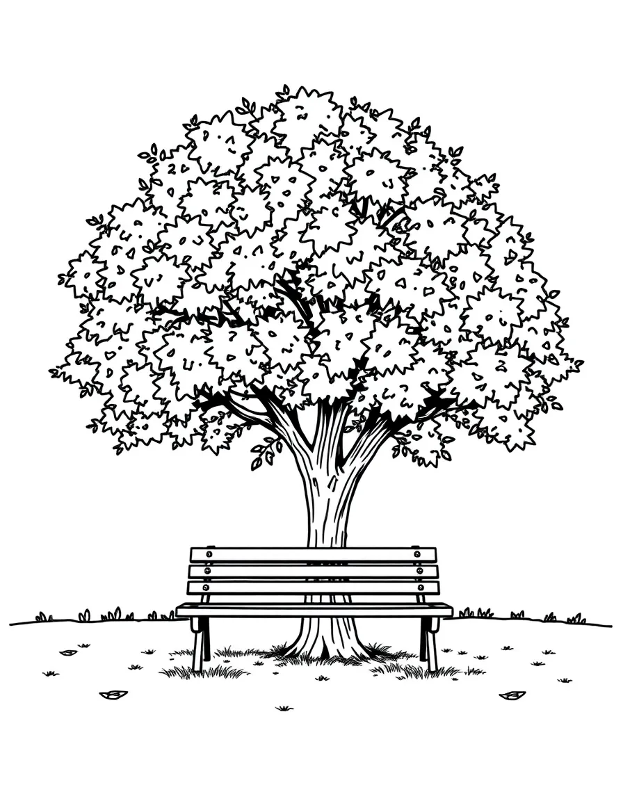 a park bench under a tree