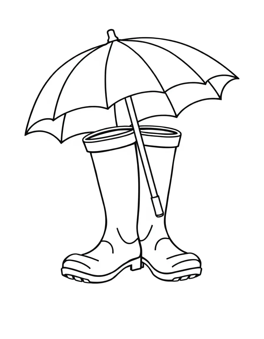 a pair of rain boots and an umbrella