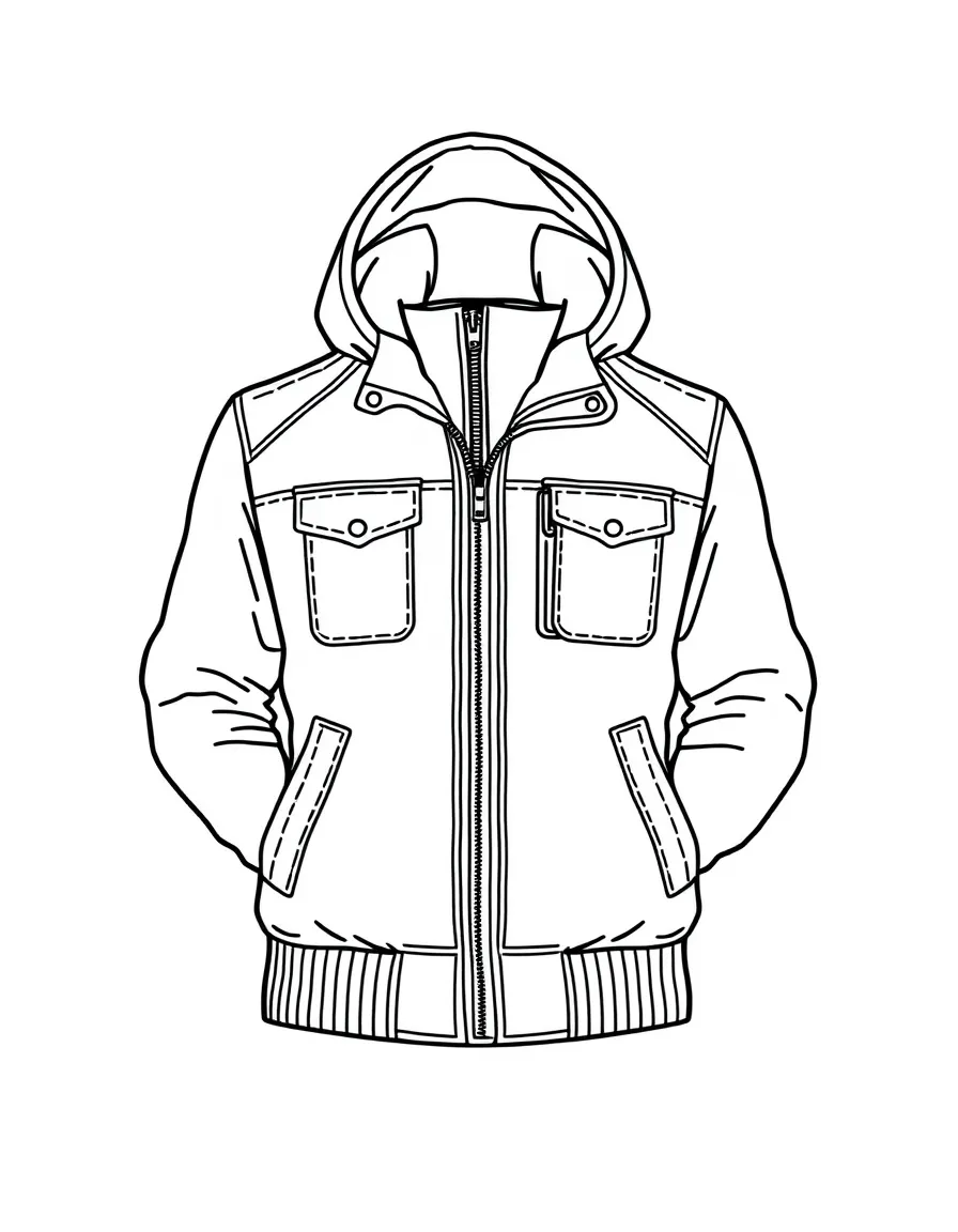 a jacket with zipper details and pockets
