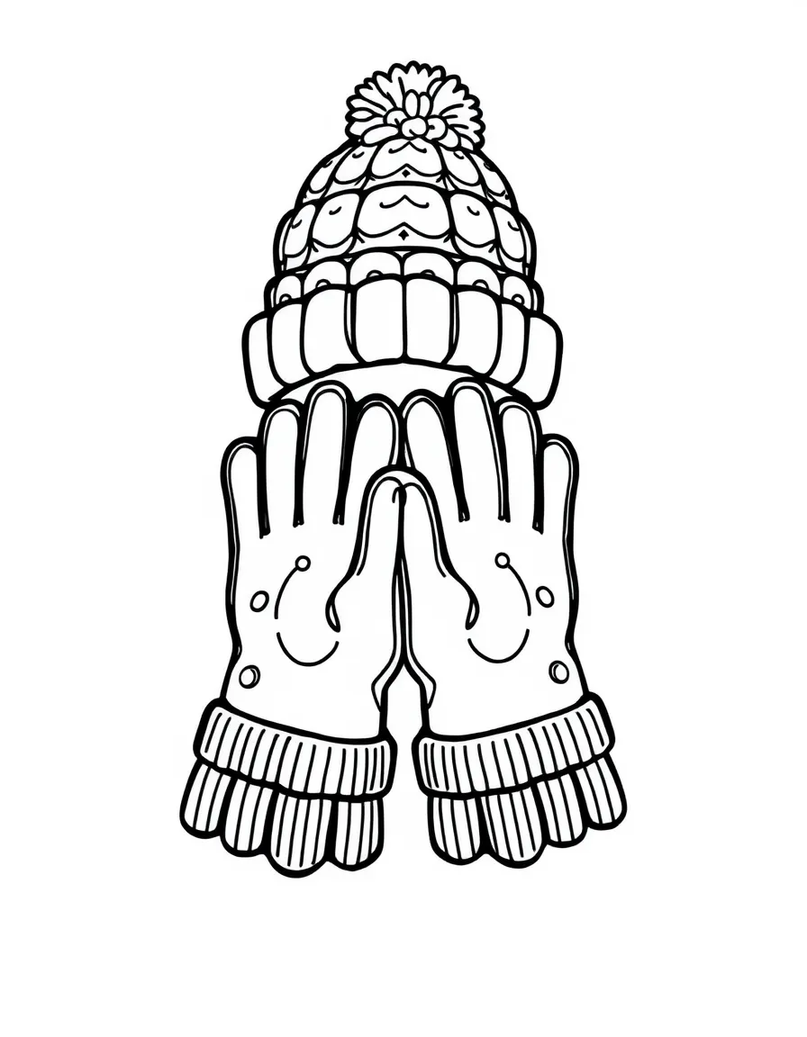 a pair of gloves and a beanie