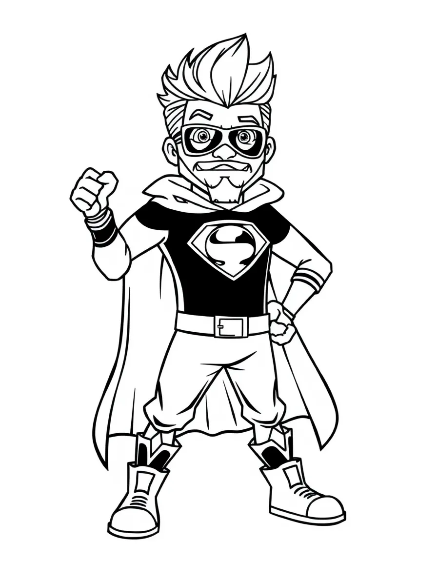 PewDiePie dressed as a superhero, ready to save the day – a fun and kid-friendly coloring page.