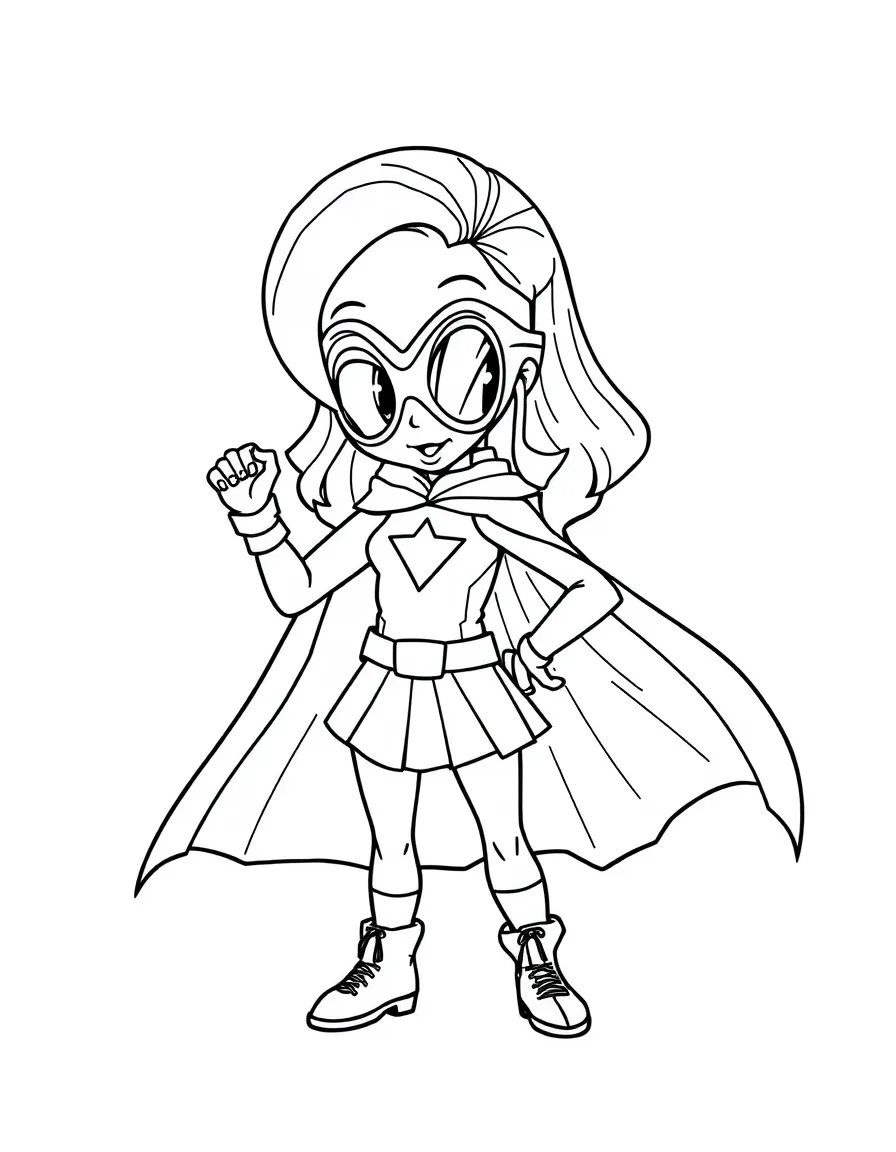 Lady Gaga dressed as a superhero, ready to save the day – a fun and kid-friendly coloring page.