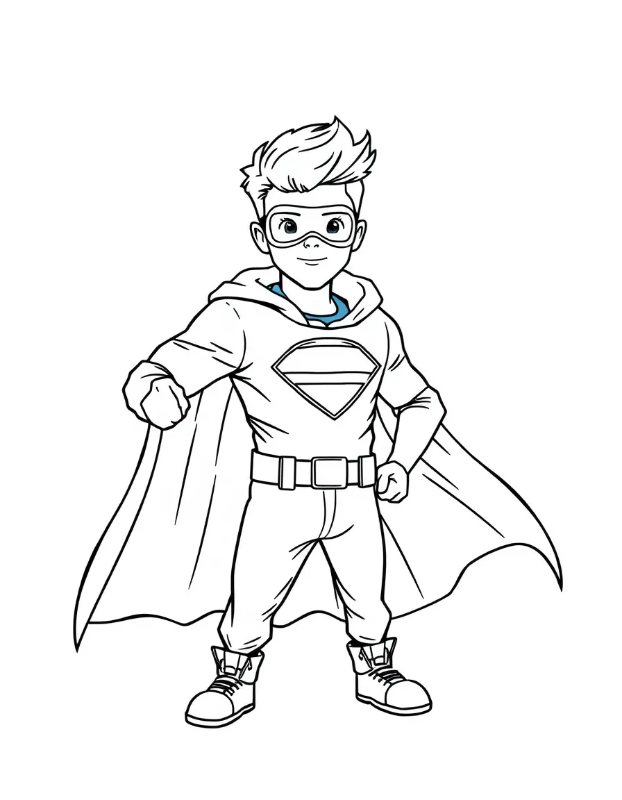 Shawn Mendes dressed as a superhero, ready to save the day – a fun and kid-friendly coloring page.