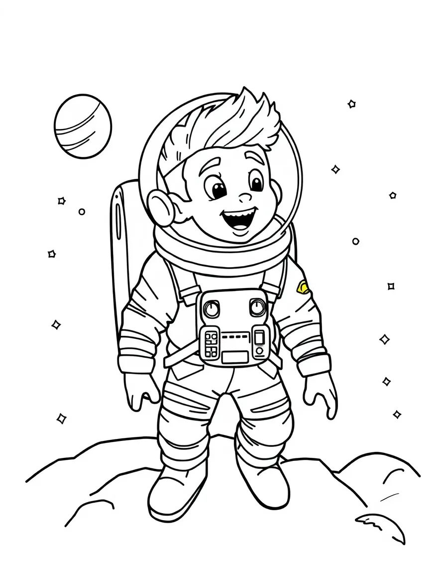 Zayn Malik exploring space in an astronaut suit – a fun and kid-friendly coloring page.