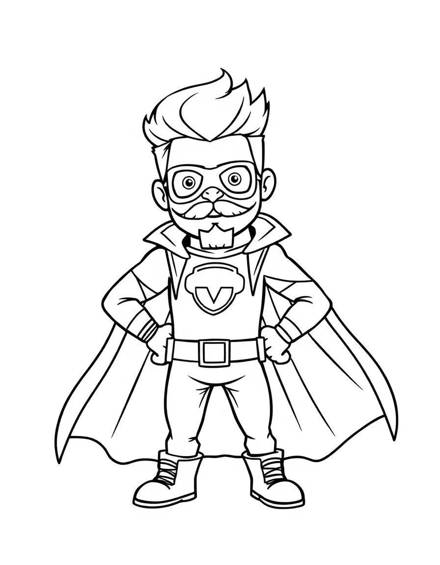 PewDiePie dressed as a superhero, ready to save the day – a fun and kid-friendly coloring page.