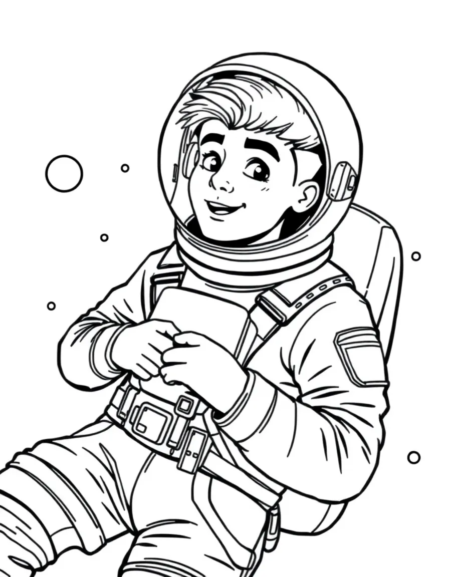 Zayn Malik exploring space in an astronaut suit – a fun and kid-friendly coloring page.