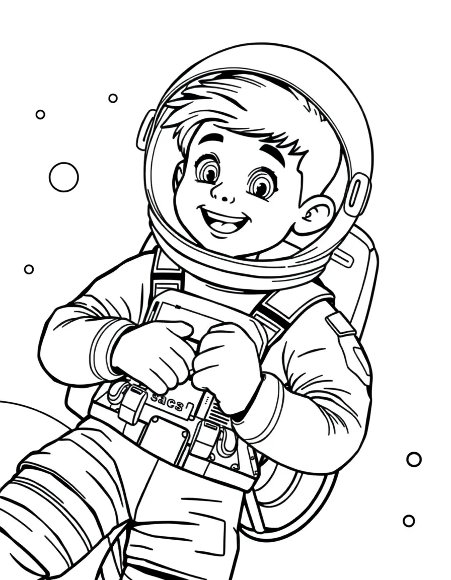 Tom Holland exploring space in an astronaut suit – a fun and kid-friendly coloring page.