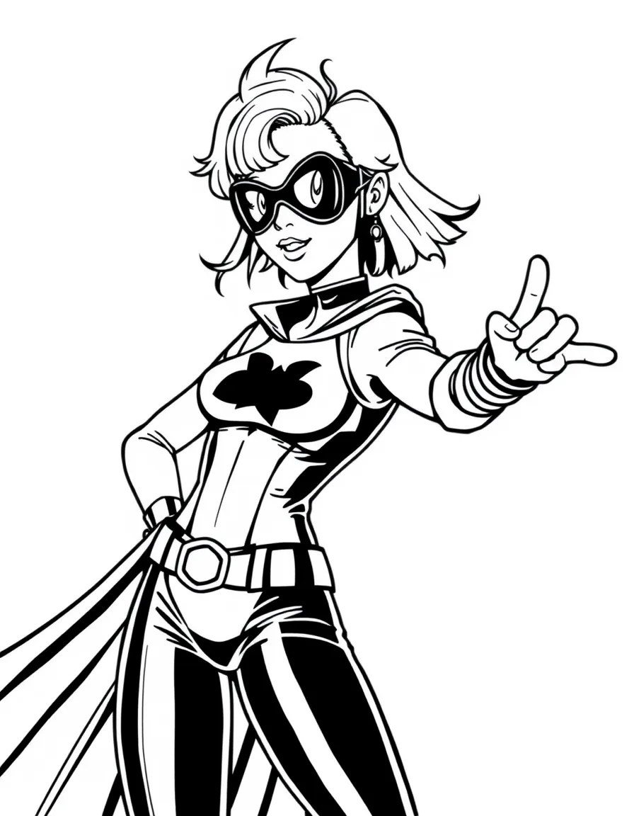 Katy Perry dressed as a superhero, ready to save the day – a fun and kid-friendly coloring page.