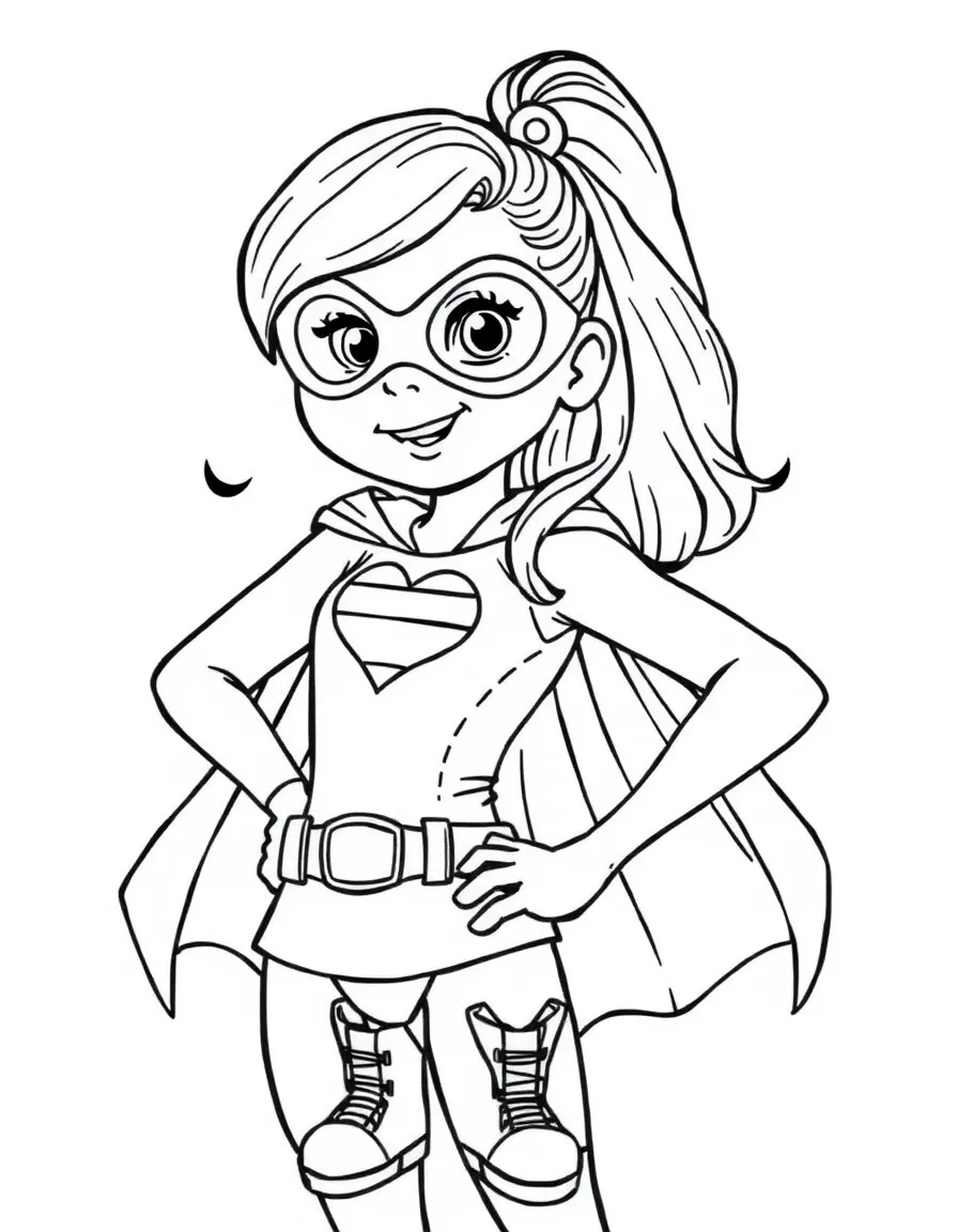 Camila Cabello dressed as a superhero, ready to save the day – a fun and kid-friendly coloring page.