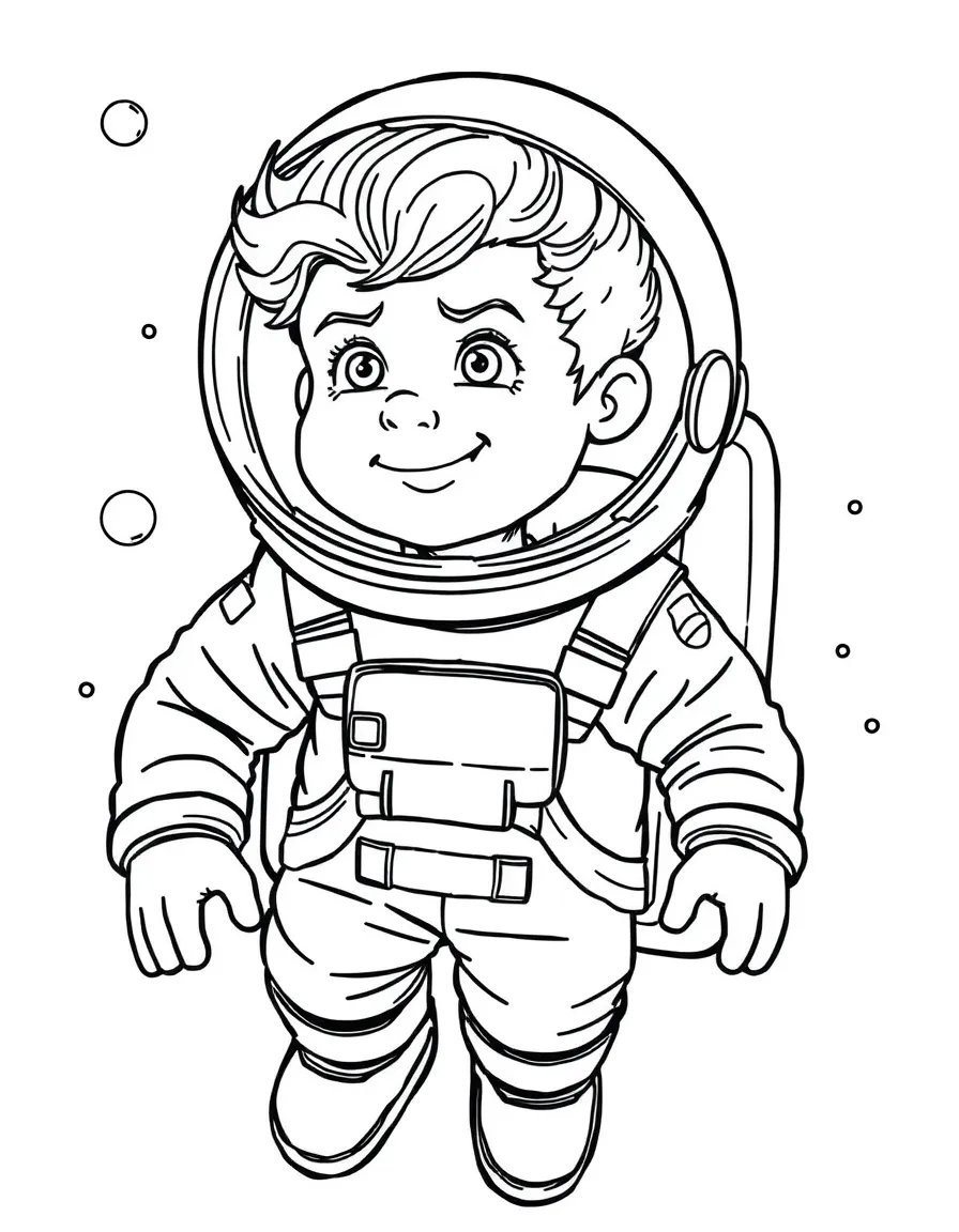 Harry Styles exploring space in an astronaut suit – a fun and kid-friendly coloring page.