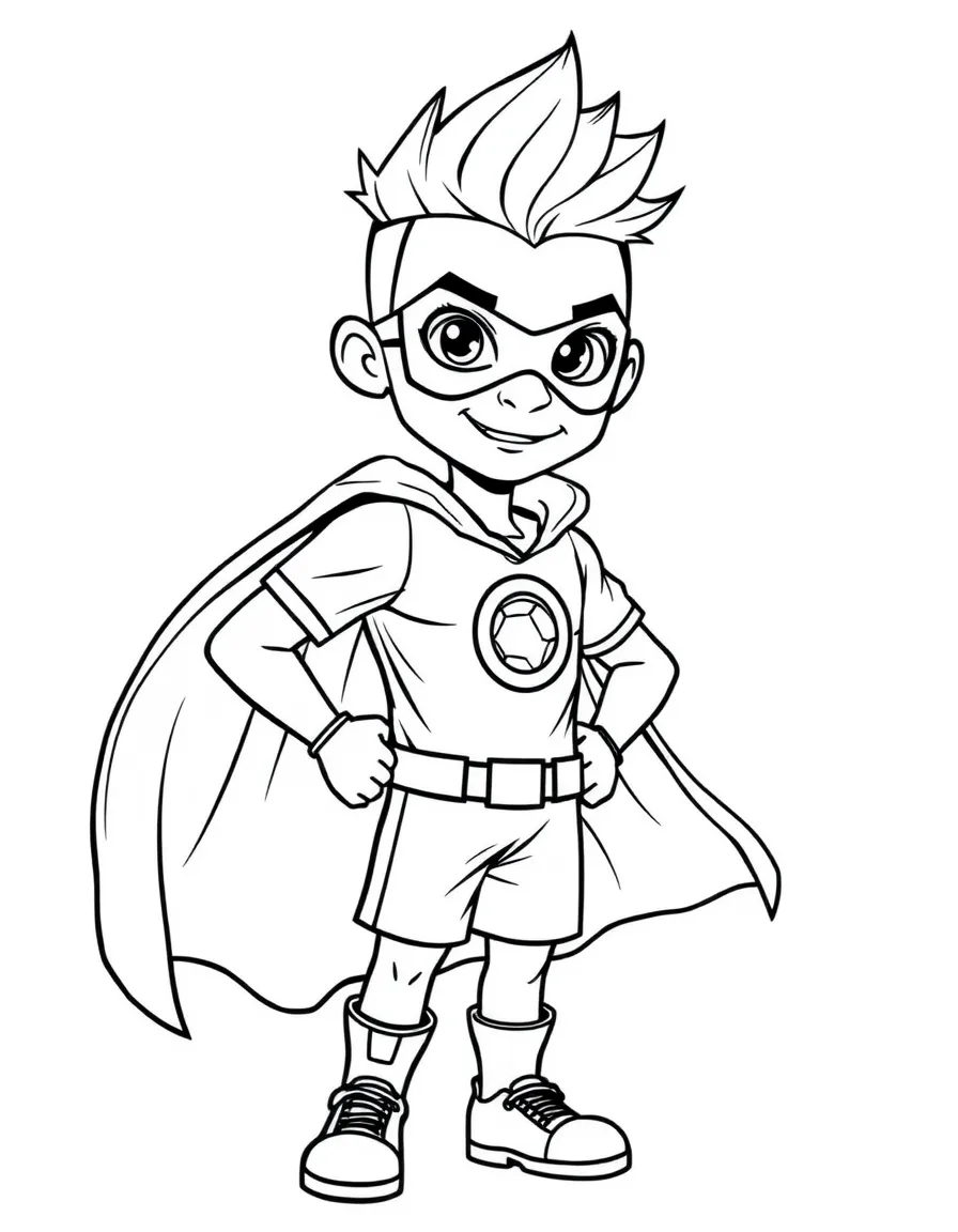 Neymar Jr. dressed as a superhero, ready to save the day – a fun and kid-friendly coloring page.