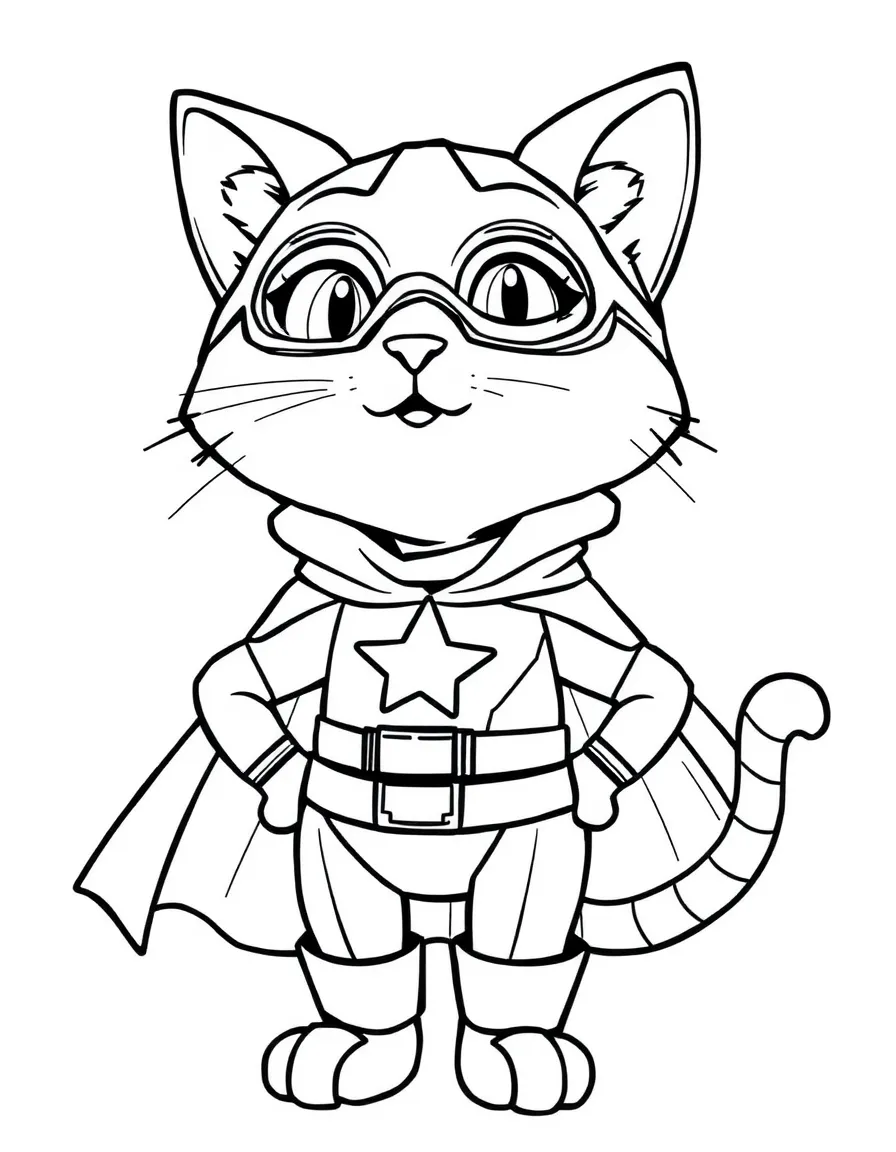 Doja Cat dressed as a superhero, ready to save the day – a fun and kid-friendly coloring page.