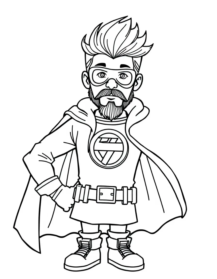 PewDiePie dressed as a superhero, ready to save the day – a fun and kid-friendly coloring page.