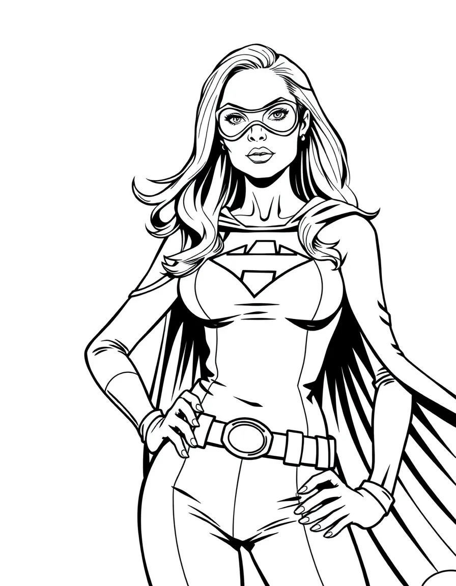 Angelina Jolie dressed as a superhero, ready to save the day – a fun and kid-friendly coloring page.