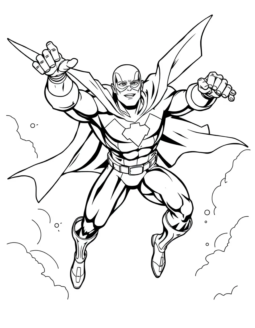 Invincible flying through the sky with his distinctive costume, learning to use his Viltrumite powers