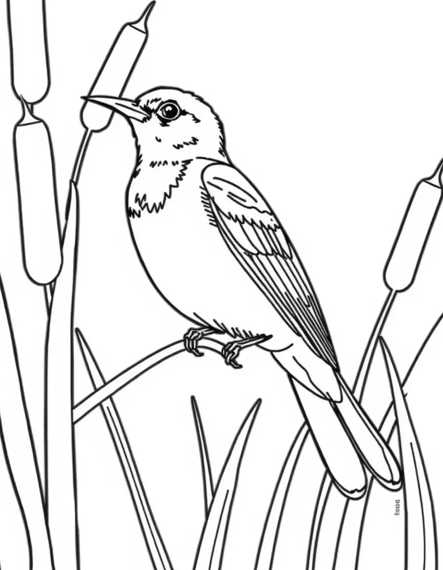 A red-winged blackbird perched on cattails, with the distinctive shoulder patches and wetland habitat