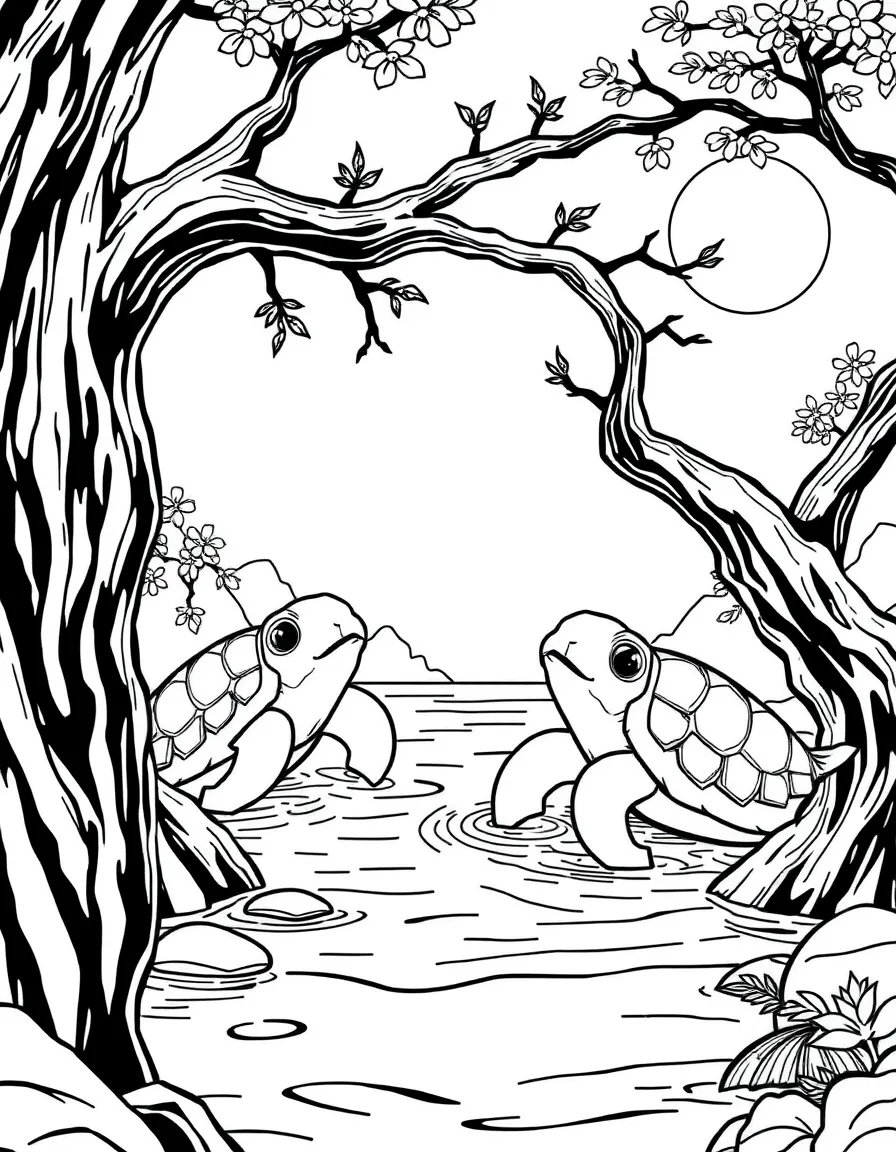 Kappa water creatures by Japanese rivers, with their turtle-like shells and mischievous water games