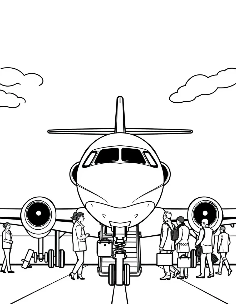 Private jet at executive airport with passengers boarding, luxury interior visible, and business travelers
