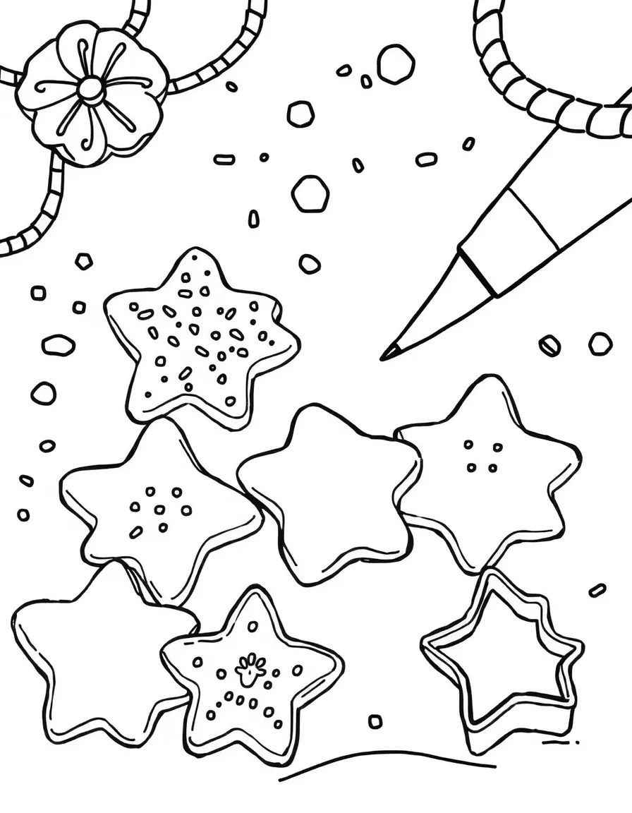 Christmas cookies decorating with royal icing, sprinkles, cookie cutters, and holiday shapes like stars