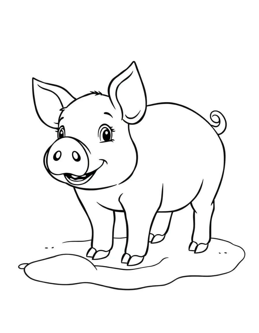 Pua the pig happily rooting around in the sand.