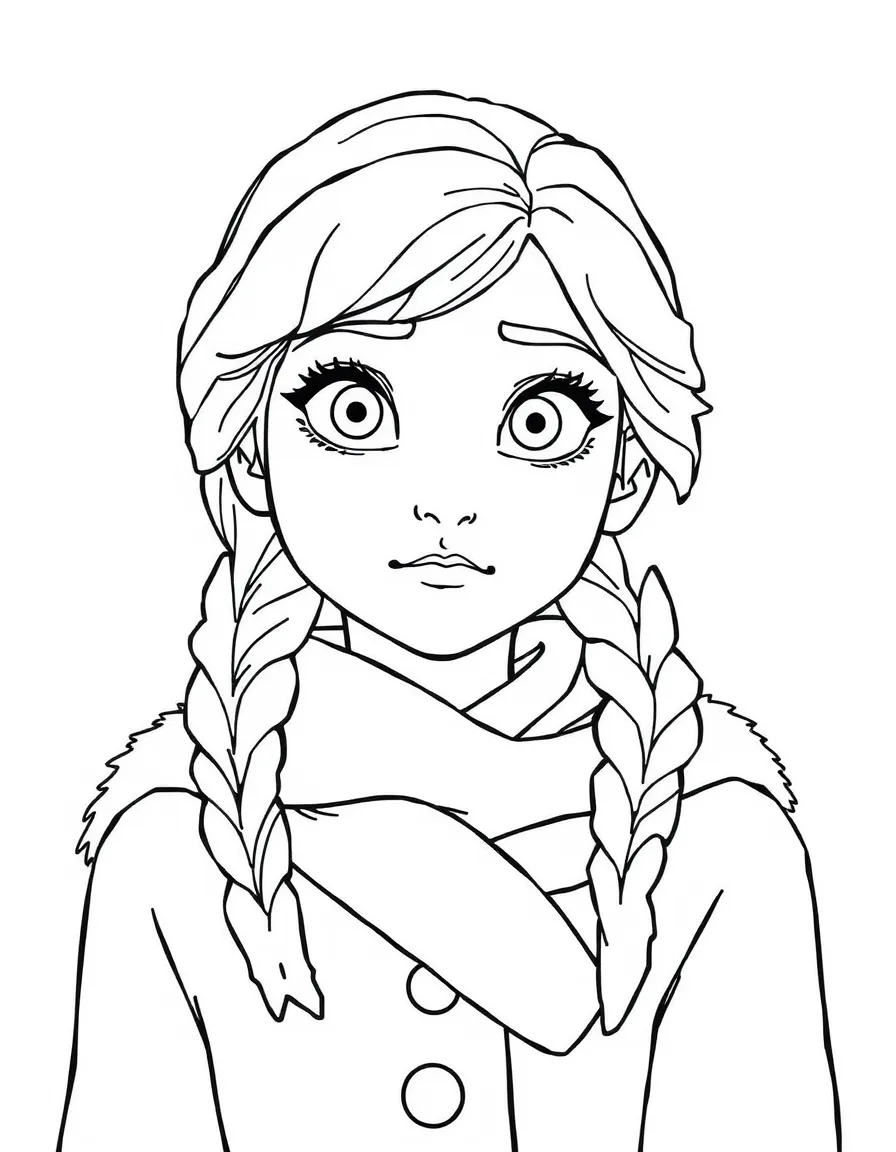 Anna looking determined, bundled up in her winter clothes.