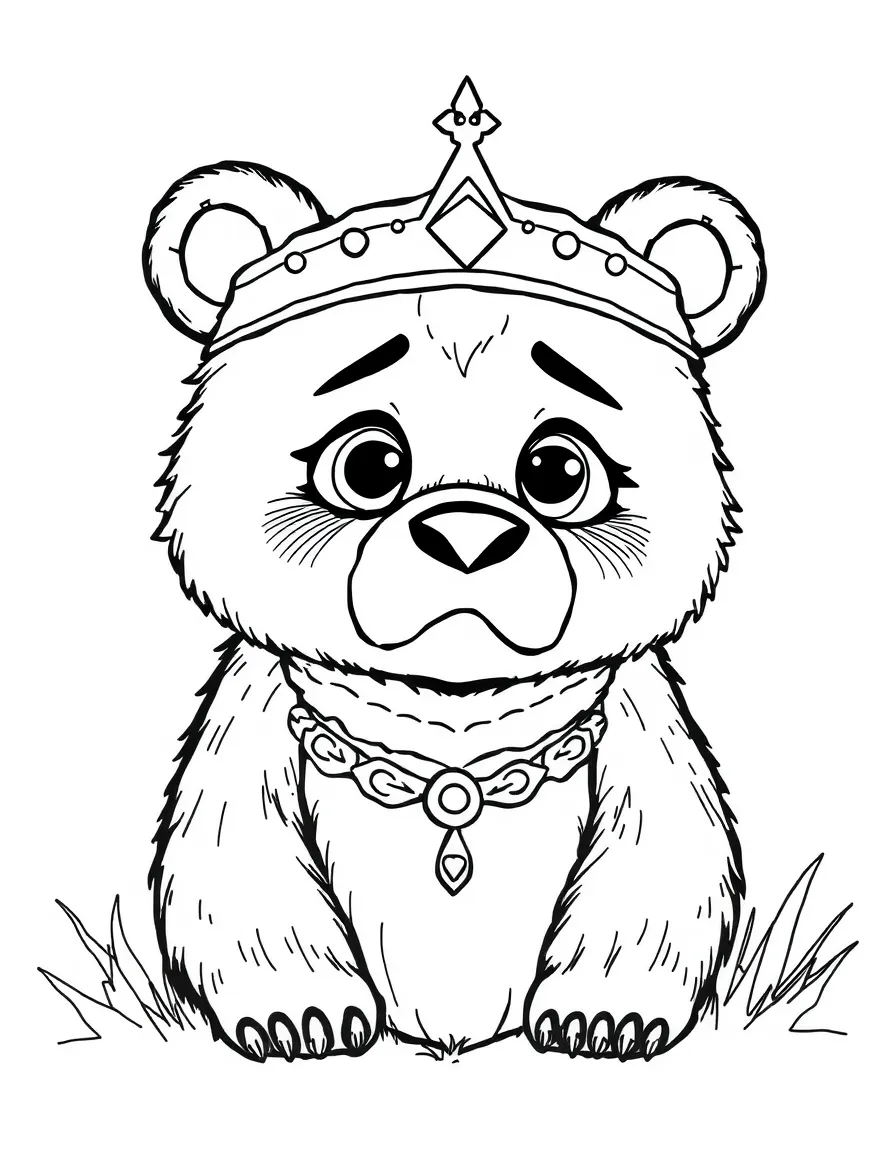 Queen Elinor as a bear, looking worried but loving.