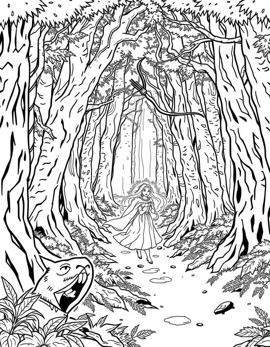The Will o' the Wisps glowing and leading Merida through the forest.