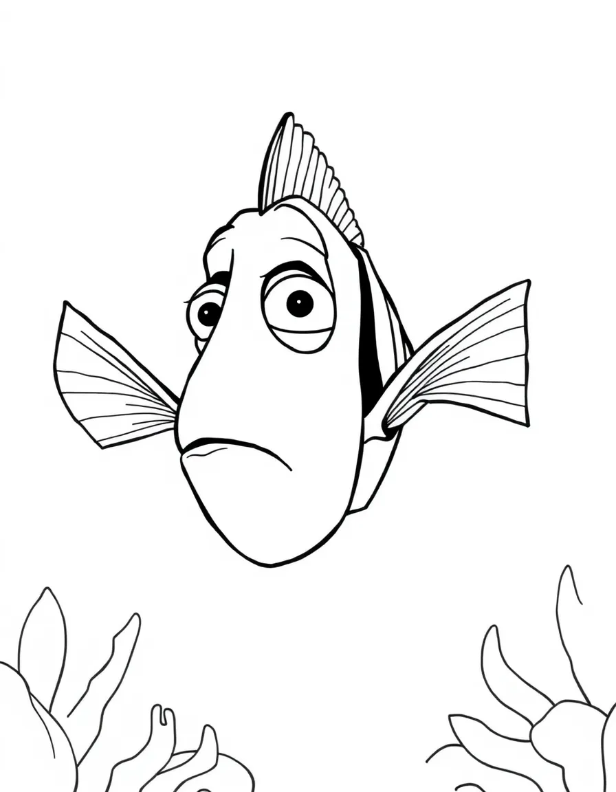 Marlin looking worried but determined, searching for Nemo.