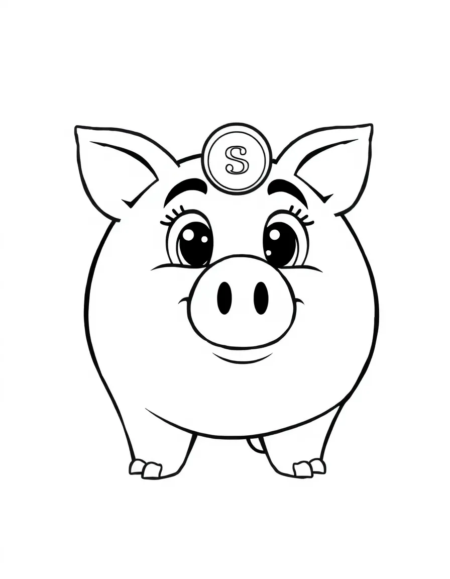 Hamm the piggy bank looking smug, with a coin in his slot.