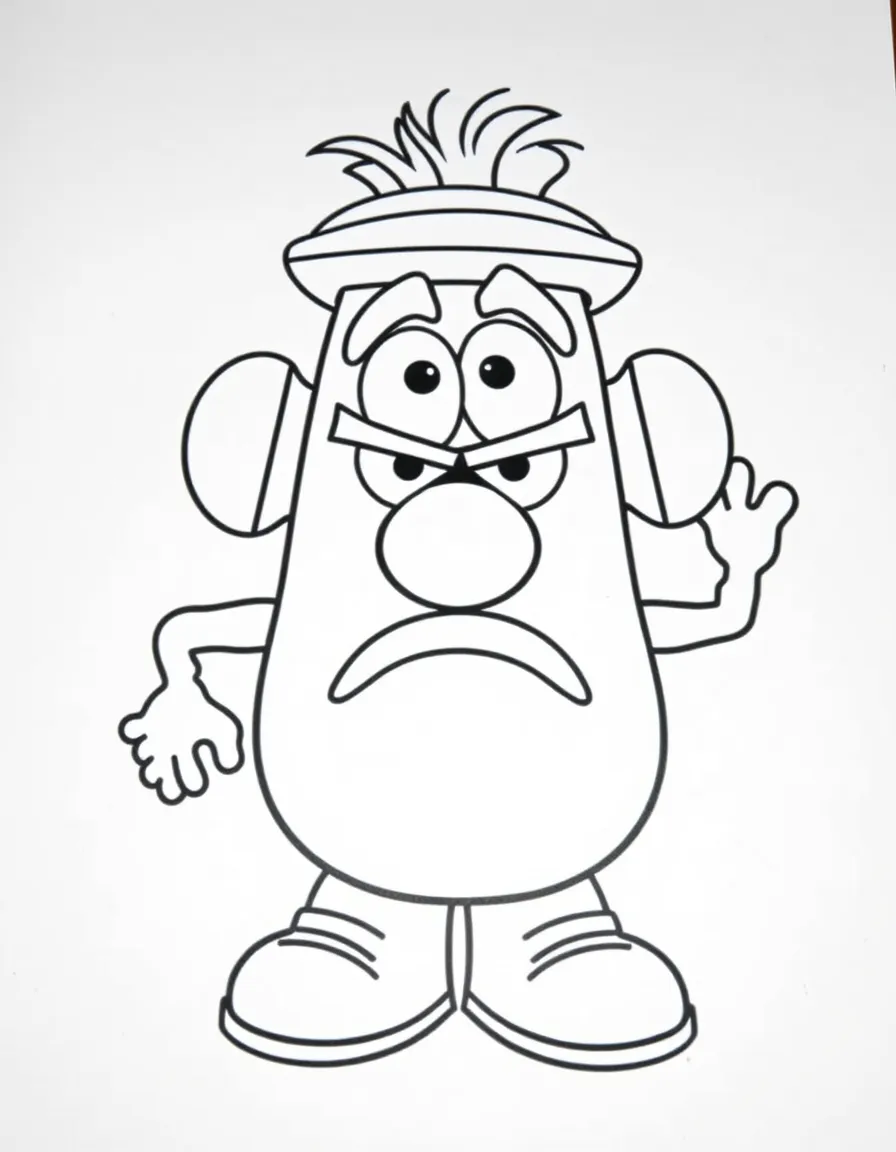 Mr. Potato Head looking grumpy but lovable, with his changeable parts.