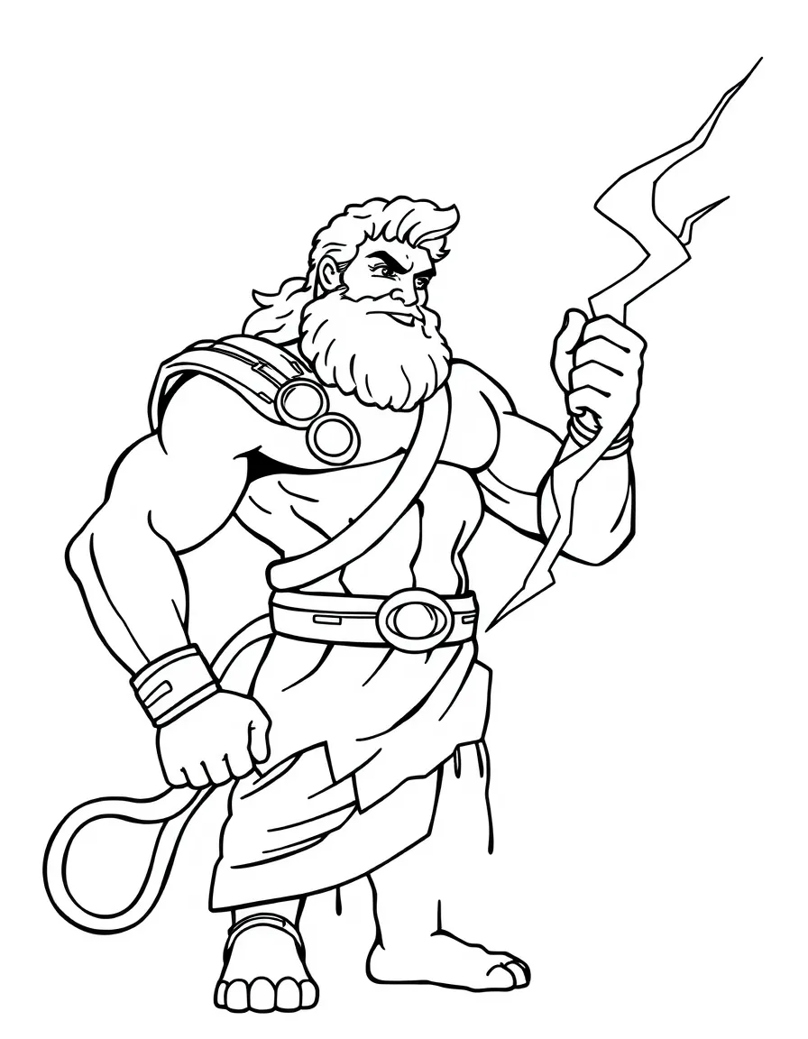 Hercules looking strong and heroic, holding a lightning bolt.
