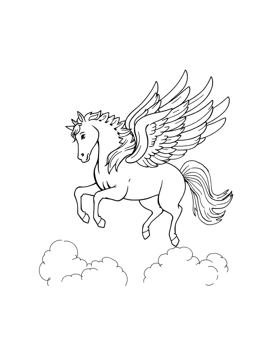 Pegasus flying gracefully through the clouds.
